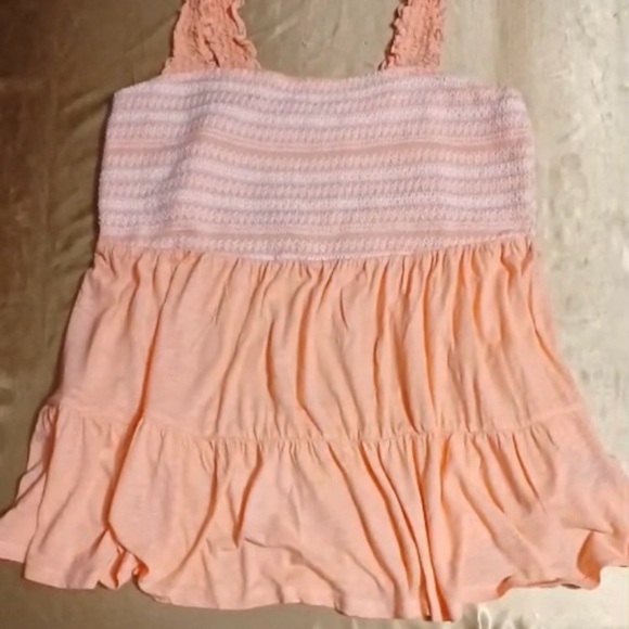 Torrid Orange White Smocked Tiered Tank - Picture 9 of 12